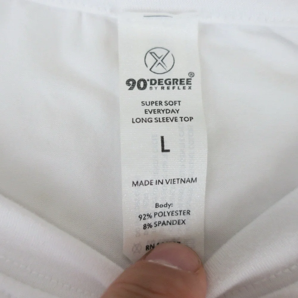 90 Degree by Reflex Super Soft Everyday‎ Long Sleeve Top Shirt Mens Large White